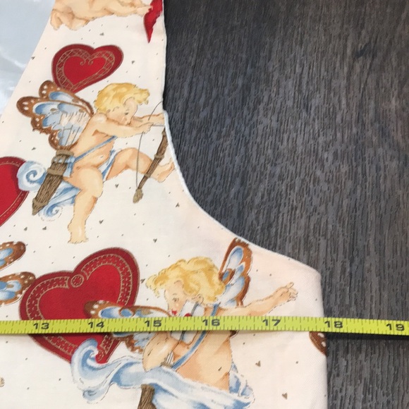 Vintage Valentines Day Hearts Holiday  Vest size small red ivory blue - Picture 3 of 6